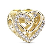 Altın Iç Içe Kalp Charm Gümüş