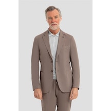 Sabri Özel Erkek Vizon Dar Kesim Slim Fit Modal Kumaş Mono Yaka Lastikli Bel Astarsız 6 Drop Takım Elbise