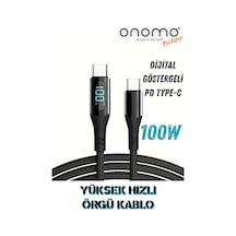 Techno 100w Type-c Dijital Göstergeli Şarj Ve Veri Kablosu, Örgülü, 120cm , Siyah