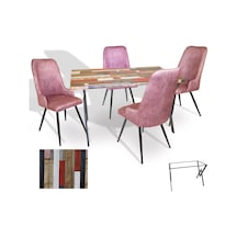 Anemon - Çırağan Masa Takımı Werzalit, Allzalit, Vermodin Tabla 80x120 - Red Wood - Pembe Çok Renkli