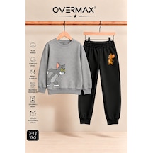 Overmax Çocuk Tom & Jerry Baskılı Kapüşonsuz Eşofman Takımı 3-12 Yaş Gri Üst-siyah Alt - 921757313 Gri Üst-siyah Alt