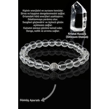 Sertifikalı Aaa+ Şeffaf Kristal Kuvars Taşı Bileklik - Gümüş Apar Çok Renkli