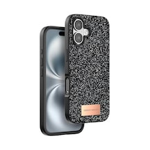 Apple iPhone  Uyumlu,  16 Bright Simli Kapak - Siyah