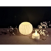 Origamı Tasarım Mumluk Led Led Mum Şamdan Modern ŞEFFAF