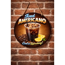 Mayeka Iced Americano Temalı Cafeler Kahveciler Baristalar İçin Ahşap Duvar Kapı Dekoratif Süs Tablo 4
