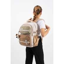 Ventis Unisex Okul Çantası Lise Ortaokul Sırt Çantası 43 30 Cm Su Geçirmez Kumaş Çok Cepli Vnt1-a Bej