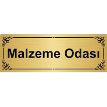 Malzeme Odası 7x20cm Altın Renk Metal Yönlendirme Levhası