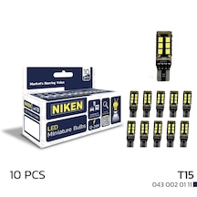 Nıken 12 - 24 Volt T10 Dipsiz Beyaz 15 Ledli Ampul Takımı - 10 Adet