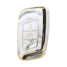 Autohan Keys Volkswagen Passat B8 Akıllı Anahtar Koruma Kılıfı, Nano Gri-gold, Premium Kumanda Standart