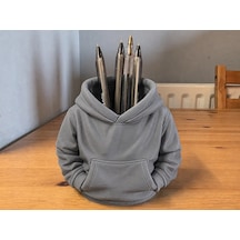 3d Baskı Kapüşonlu Sweatshirt Kalemlik - Masaüstü Organizer-gri Çok Renkli