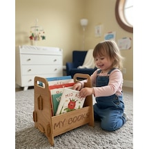 Montessori Ahşap Çocuk Kitaplığı Kahverengi Eğitici Ve Dekoratif Tasarım - Kitaplık Kahverengi