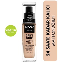 NYX Professional Makeup Can't Stop Won't Stop Full Coverage Foundation 06 Vanilla 30 ML
