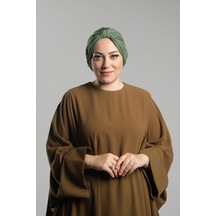 Yağ Yeşili Pratik Hazır Geçmeli Tesettür Bone Sandy Pileli Salaş 2121 36 Yağ Yeşili Yeşil