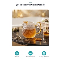 Şık Tasarımlı Cam Demlik - 550 Ml - Borosilikat Cam Şeffaf