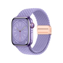 Apple Watch 7 41mm İçin Uyumlu Krd-134 Örgü Tasarımlı Hasır Kordon Kayış Strap Kayış Mor