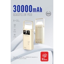 30.000 Mah Outdoor Led Işıklı Hızlı Şarj Powerbank Usb-c & Çoklu Cihaz Desteği Beyaz