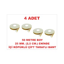 Çift Taraflı İçi Köpüklü Sarı Bant 50 M. Uzunlukta 25 Mm-2,5 Cm Ebatında 4 Adet