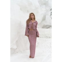 Mai Collection Mai Studios Co. Rania Açık Bordo Gömlek Etek Takım Acık Bordo