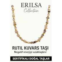 Sertifikalı Kırık Taşlı Model İnci - Rutil Kuvars Taşı Kolye Çok Renkli