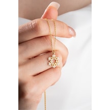 Nereze 925 Ayar Gümüş Gold Kartanesi Tasarım Kolye
