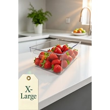 Buzdolabı Organizeri X Large Boy Şeffaf Saklama Kutusu Dolap İçi Geniş Hacimli Organizer Renkli