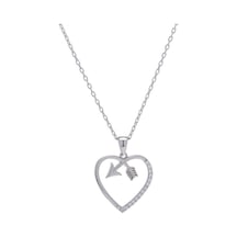 Kalp Model Ok Detaylı Zirkon Taşlı 925 Ayar Gümüş Kadın Kolye