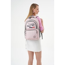 Benittokids Cambridge Polo Club Minimalist Tasarım Unisex Çok Gözlü Sırt Çantası Pembe