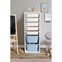 %100 Mdf - Xl Mono 7 Sepetli Oyuncak Dolabı Mavi