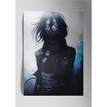 Metal Baskı Parlak Duvar Tablosu - Mikasa Ackerman Anime