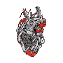 Mekanik Kalp Araba, Motorsiklet, Kask, Laptop, Cam Sticker 16x9 Cm