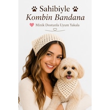 Kadın Ve Köpek Kombin Bandana El Örgüsü Bohem Stil Uyumlu Anne Köpek Bandanası Ayarlanabilir Tasarım Beyaz