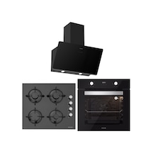 Silverline BO6502B02 - CS5349B01 - 3457  Soho 60 Siyah Cam Ankastre Set