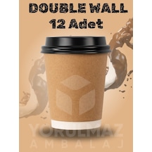 8 Oz Double Wall Çift Duvarlı Ekstra Kalın Kapaklı Karton Bardak 12 Li 200 Cc Kahve Ve Sıcak İçecek Bardağı Renkli