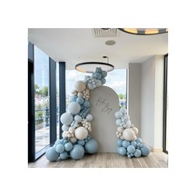 Retro Fırtına Mavisi Makaron Baby Blue Ve Beyaz Balon Zinciri 100 Adet Mix