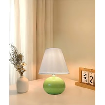 Modern Tasarım Dennis Abajur Krem Şapka Parlak Yeşil Gövde Yeşil