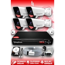 Bayicam 4 Kameralı Süper 4 Dış Kamera Set 500 GB 5 MP 2K Net Gece Görüşlü Güvenlik Kamerası Sistemi