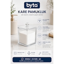 Kristal Kare Pamukluk Kapaklı Şeffaf Makyaj Pamuğu Saklama Kutusu Ve Banyo Organizeri Şeffaf