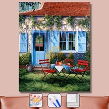 Sakin Bahçe Sayılarla Boyama Seti - 40x50cm, Çerçeveli