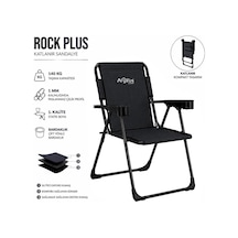 Katlanır Piknik Ve Kamp Sandalyesi - Bardaklıklı - Rock Plus - Linen Siyah Çok Renkli