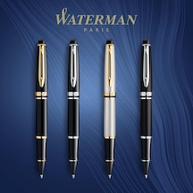 Waterman Expert Lake Siyah Krom Tasarımlı Roller Kalem, İnce Uç, Çok Renkli