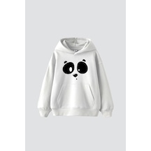 Tarzsokak Beyaz Pand Baskılı Oversize Unisex Premium Beyaz