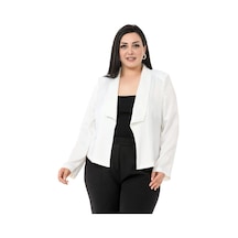 Disentis Büyük Beden Şal Yaka Astarsız Kısa Saten Beyaz Ceket-beyaz Beyaz