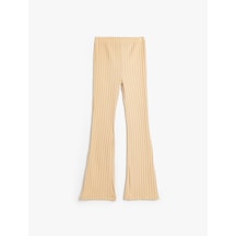 Koton İspanyol Paça Pantolon Ribanalı Viskon Karışımlı Deve Tüyü 5wkg40318ak Taba