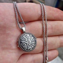 Tesbihsepetim 925 Ayar Gümüş Otantik Motif İşlemeli Muska Kolye ve 55 Cm Popcor