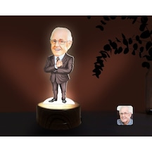 Kişiye Özel Dede Karikatürlü Dekoratif 3D Biblo Led Işıklı Gece L