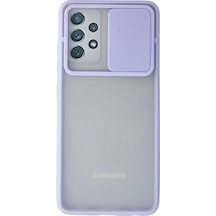 Samsung Galaxy  Uyumlu,  A72 Kılıf Palm Buzlu Kamera Sürgülü Silikon - Lila