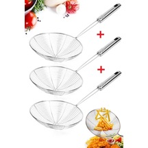 3 Adet Servis Seti Kepçe Kevgir Mutfak Patates Kızartma Yağ Süzg