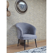 Zafir Tekli Teddy Siyah Boyalı Sivriltme Ayak Çay Seti Koltuk Tekli Berjer , Balkon, Salon, Ofis Gri