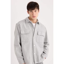 DeFacto Relax Fit Oduncu Basic Düz Uzun Kollu Gömlek Ceket A6876AX24AUGR91