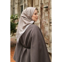Eşarp - Premium Lux Original Monogram Eşarp İpek Vual, Yüksek Kalite, Hafif, Rahat, Şık, Scarf Kapuçino